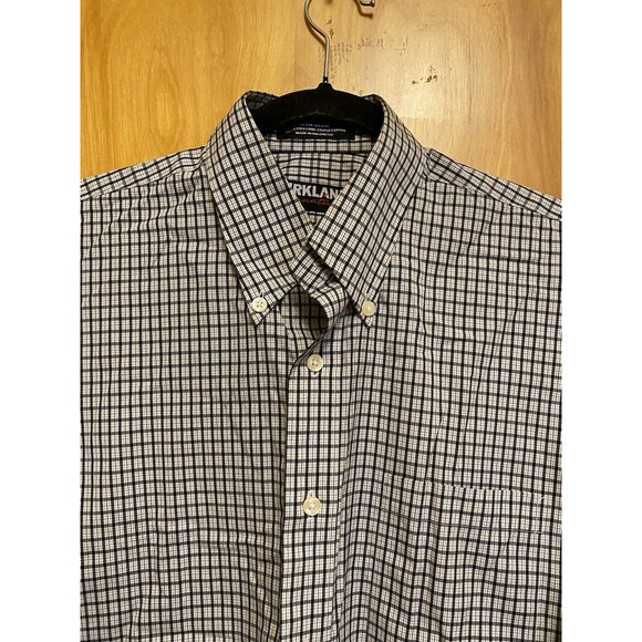 KIRKLAND SIGNATURE Men’s Shirt Plaid Button Down 100% Extra Long 15.5-33 - Picture 3 of 9